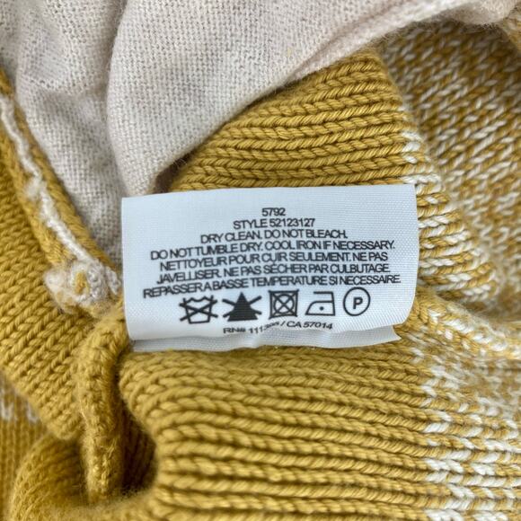 Tory Burch Women’s XS Gold Yellow Striped Cotton Pullover Sweater Pockets Button - Picture 8 of 9